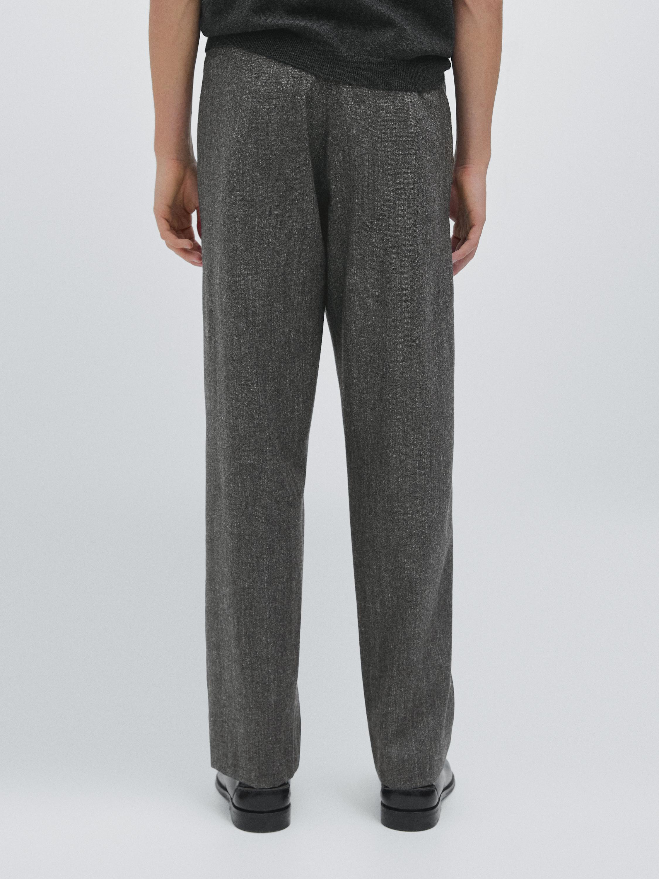 Straight-leg wool blend trousers